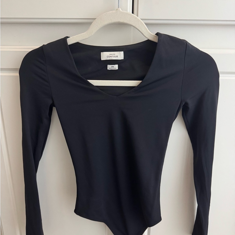 Aritzia Babaton Black V-Neck Bodysuit